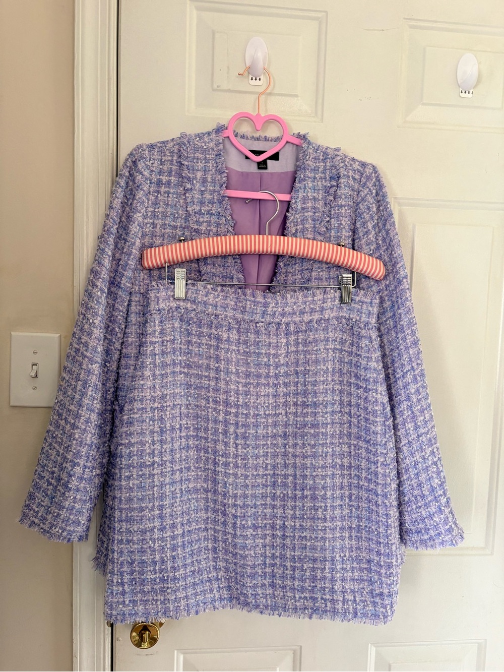 Ann Taylor Purple Tweed Skirt Suit Size XS/S - Picture 3 of 15